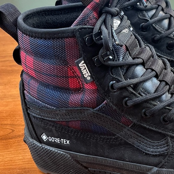 Vans SK8 Gor-tex MTE High Red Checked Lace Up Boots Sz 8.5 Inserts Cold Weather - Picture 5 of 16